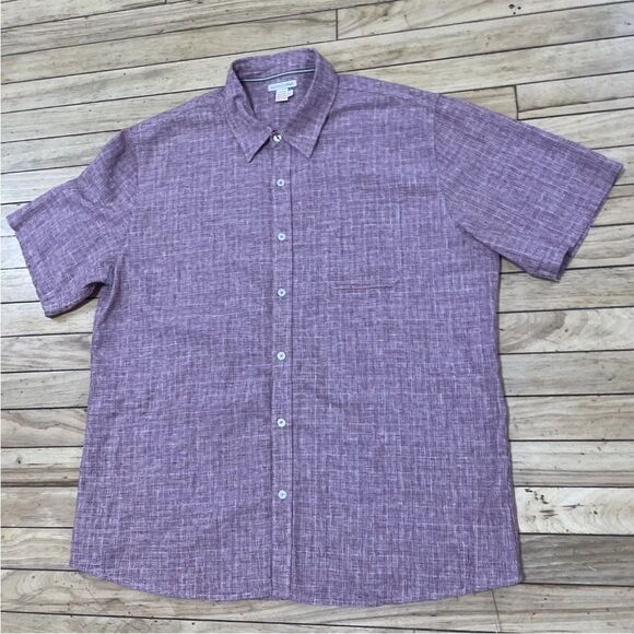 Carbon 2 Cobalt Linen Shirt Men L Light Red Pocket Button Up Casual Summer Large - Picture 16 of 16